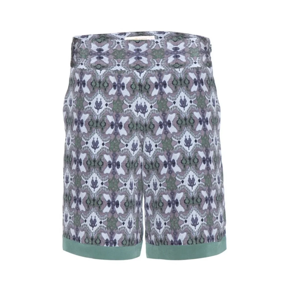NWT Tory Burch Merin Print Silk Shorts in Bedford‎ Gray [SZ 0 ]